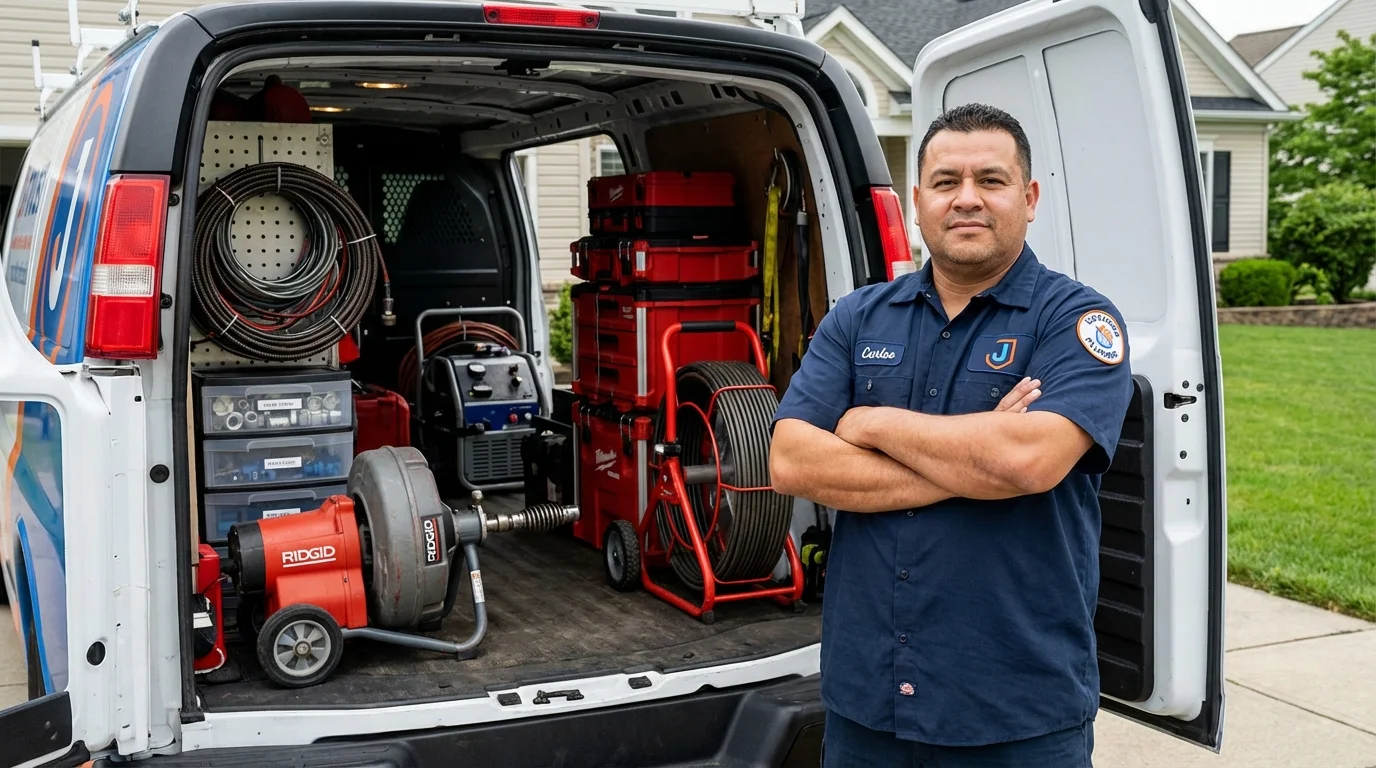 Professional drain cleaning equipment and Johns Plumbing LLC plumber in Bean Station