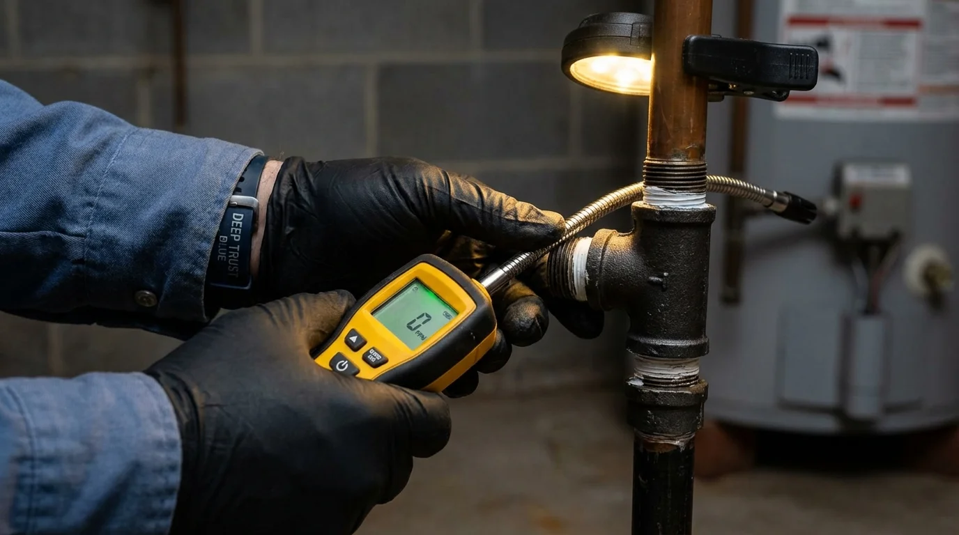Gas leak detection with electronic sniffer by Johns Plumbing LLC in Bean Station